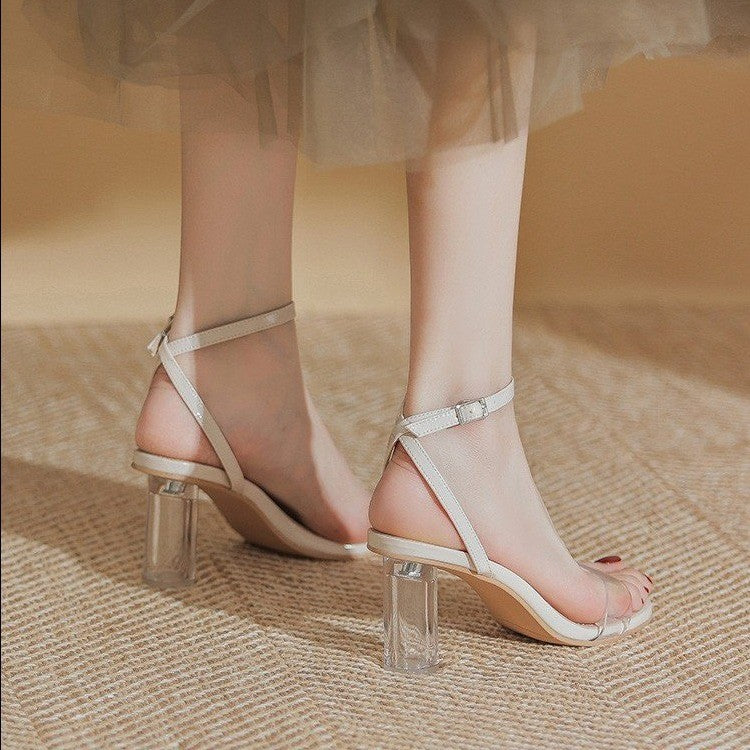 Damen Transparente Riemchen-Sandalen mit elegantem Blockabsatz R&B