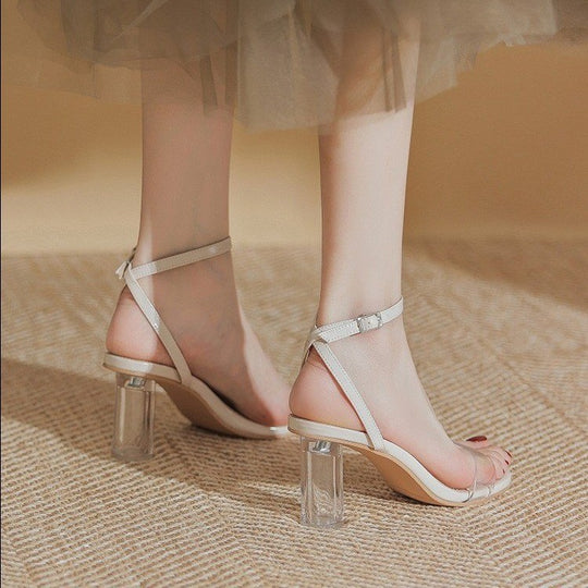 Damen Transparente Riemchen-Sandalen mit elegantem Blockabsatz R&B