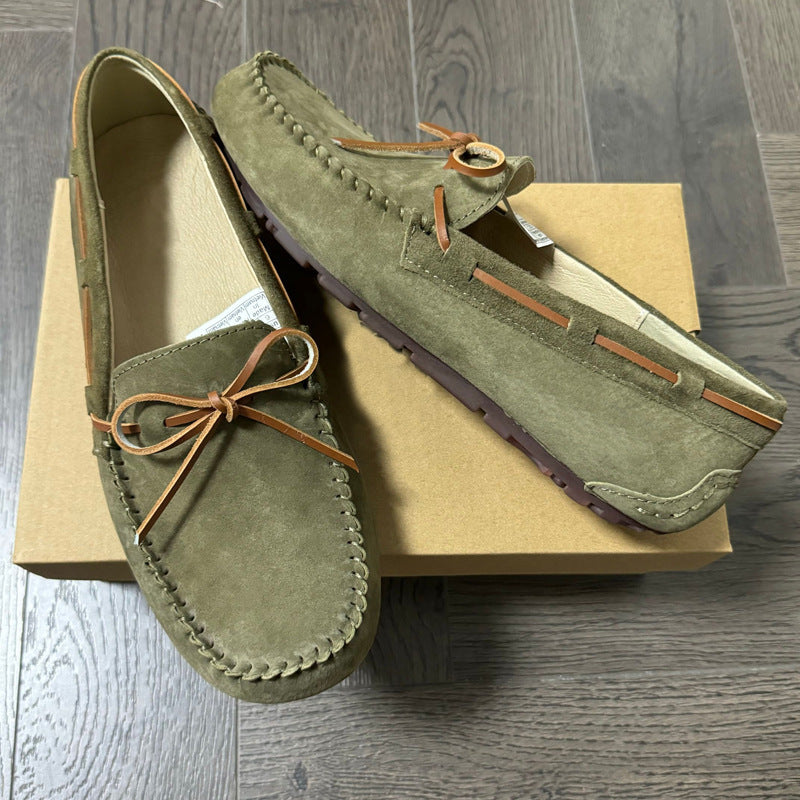 Damen Mokassin-Schuhe aus hochwertigem Wildleder mit eleganter Schnürung