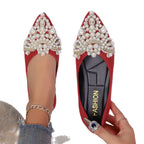 Damen elegante Ballerinas mit kunstvoller Perlenapplikation R&B
