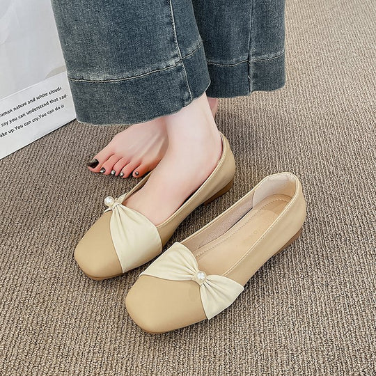 Damen elegante Slingback-Pantoletten mit perlenverziertem Schleifenakzent R&B