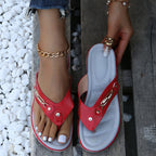 Damen Komfortable Zehentrenner-Sandalen mit modischem Verschluss und gepolstertem Fußbett R&B