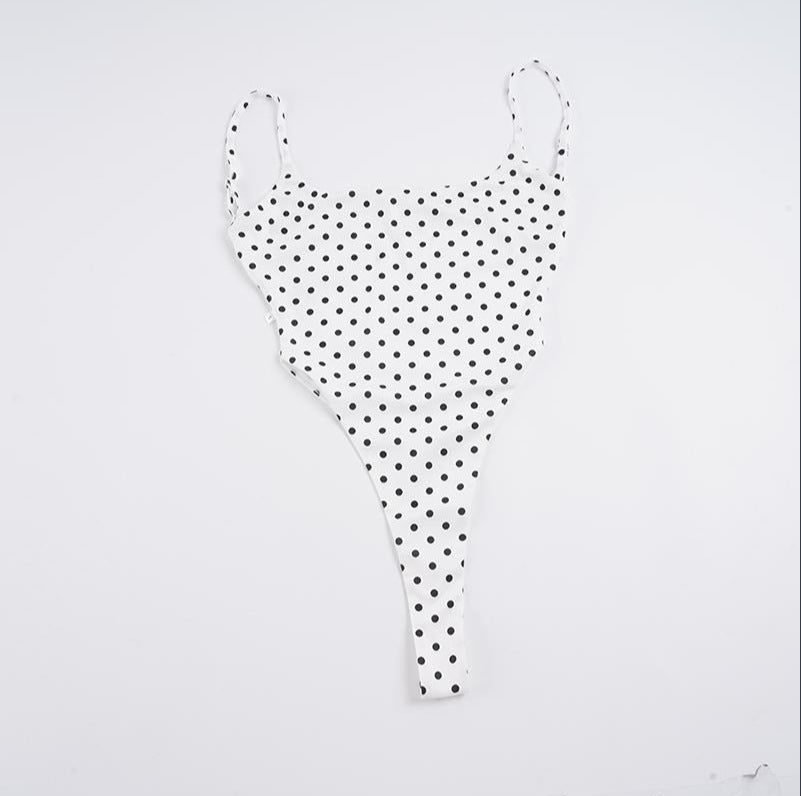 Damen Badeanzug mit hochgeschnittenem Design und verspieltem Polka-Dots-Muster R&B