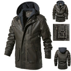 Herren Kunstlederjacke mit versteckter Kapuze R&B