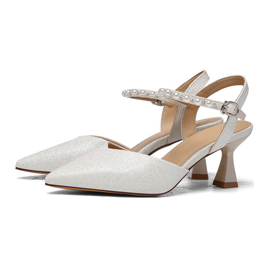 Damen Elegante und funkelnde Slingback-Pumps mit Glitzer R&B