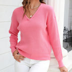 R&B | Schlichter Einfarbiger Strickpullover Mit Rundhals
