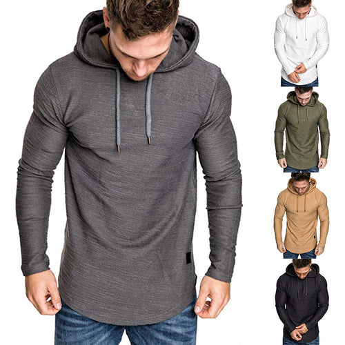 Herren longsleeve Kapuzenshirt mit strukturierter Oberfläche R&B