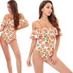 Damen Einteiler Badeanzug mit floralem Rüschendesign R&B