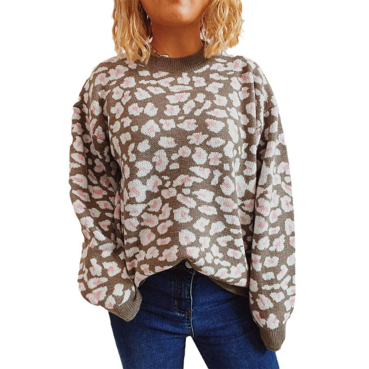 Damen legerer Pullover mit tierischem Muster R&B
