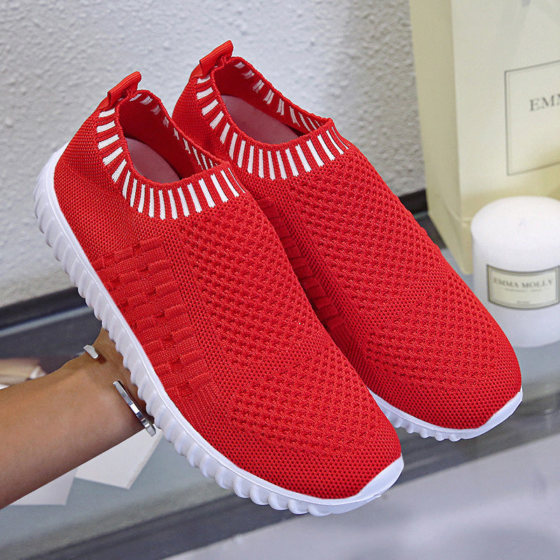 Damen atmungsaktive Slip-On Sneakers mit flexiblem Strickdesign R&B