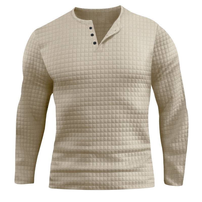 Herren Langarmshirt mit strukturiertem Design und modischem Knopfverschluss R&B