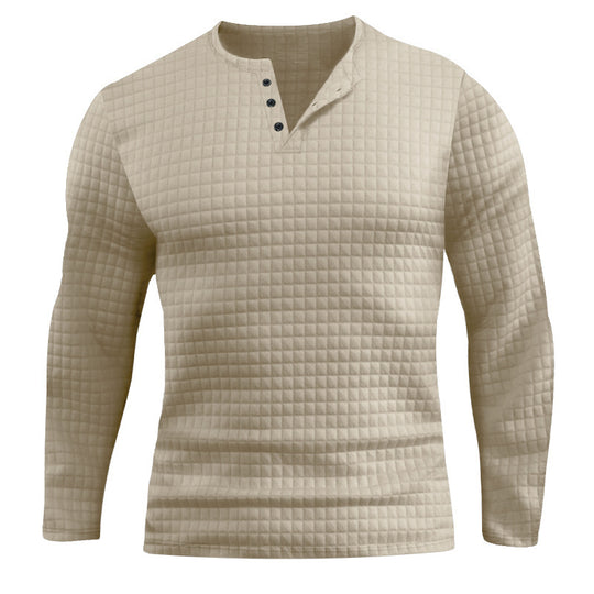 Herren Langarmshirt mit strukturiertem Design und modischem Knopfverschluss R&B