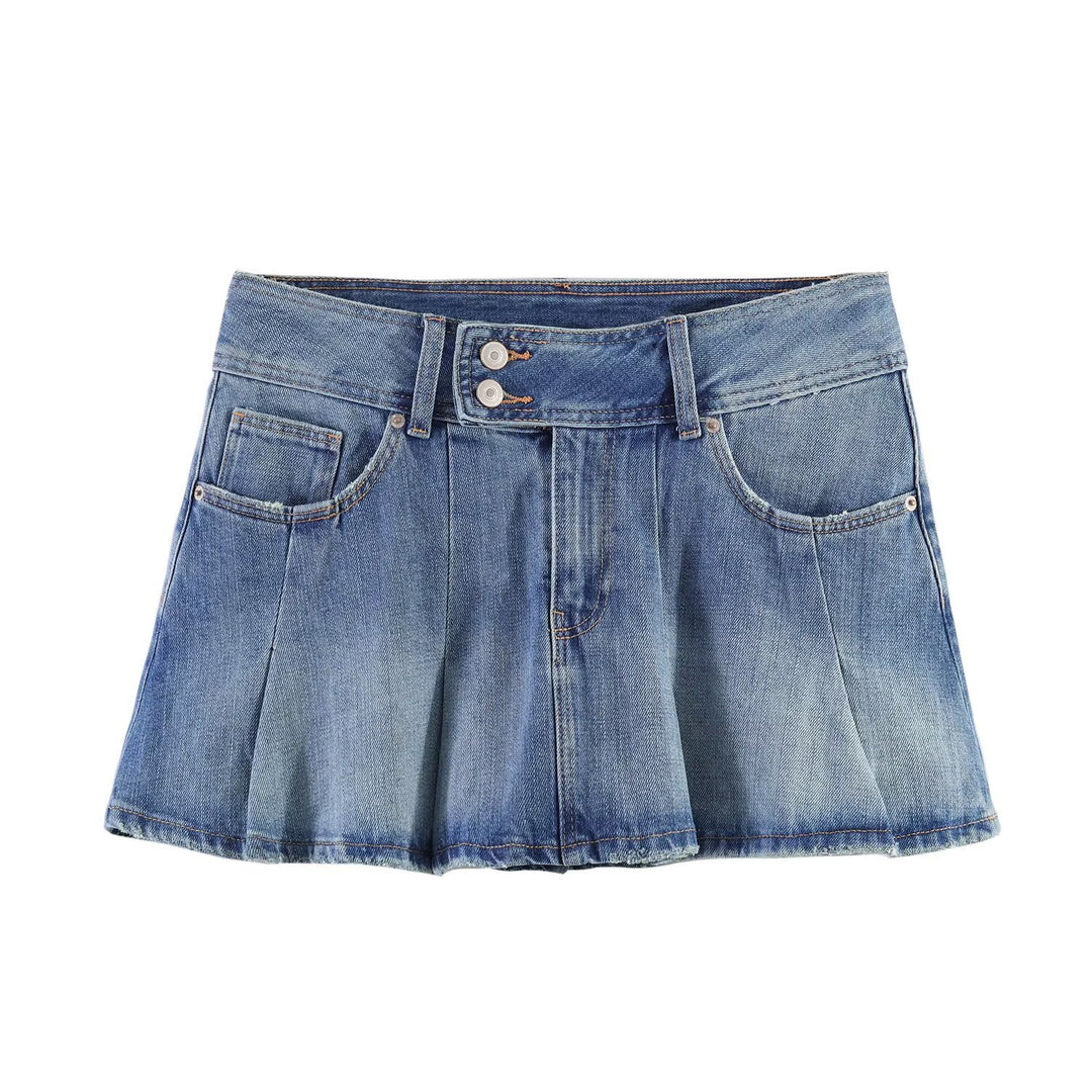 Damen Jeansrock mit plissiertem Design und praktischen Taschen R&B