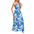 Damen Maxikleid mit floralem Design und schmalen Trägern R&B