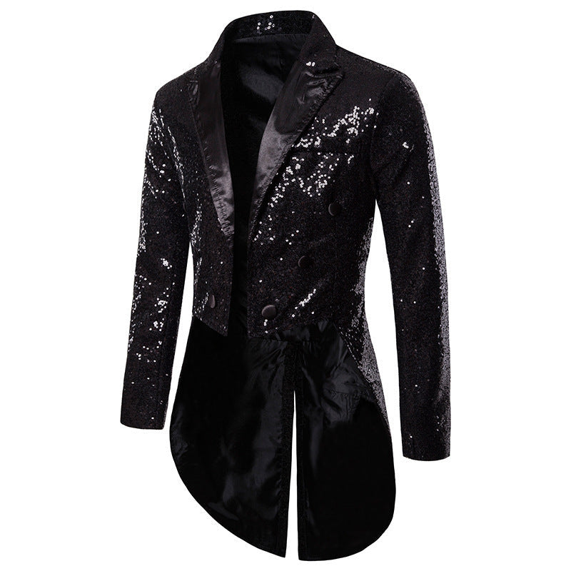 Herren Pailletten-Blazer im eleganten Schnitt mit asymmetrischem Design R&B