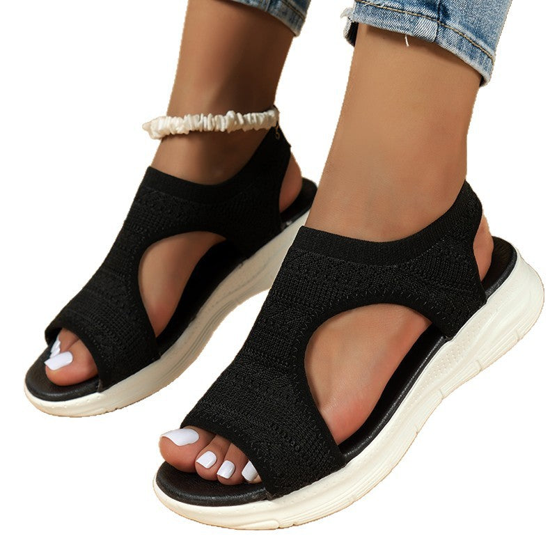 Damen Sportliche Komfortsandalen mit atmungsaktivem Strickdesign und rutschfester Sohle R&B