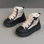 Damen gefütterte Winterstiefel mit robustem Gummi-Profil und verstellbarem Klettverschluss R&B