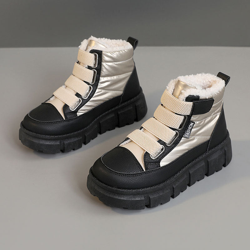 Damen gefütterte Winterstiefel mit robustem Gummi-Profil und verstellbarem Klettverschluss R&B