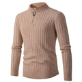 Herren Strickpullover mit Reißverschluss und strukturierter Rippoptik