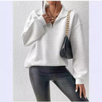 Damen Pullover mit strukturiertem Design und kurzem Reißverschluss