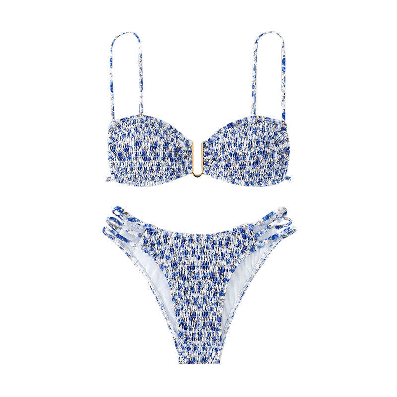 Damen Triangel-Bikini mit Stützfunktion und dekorativem Goldakzent R&B