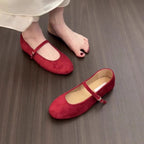 Damen Ballerinas mit elegantem Schnallenverschluss und weichem Wildleder R&B