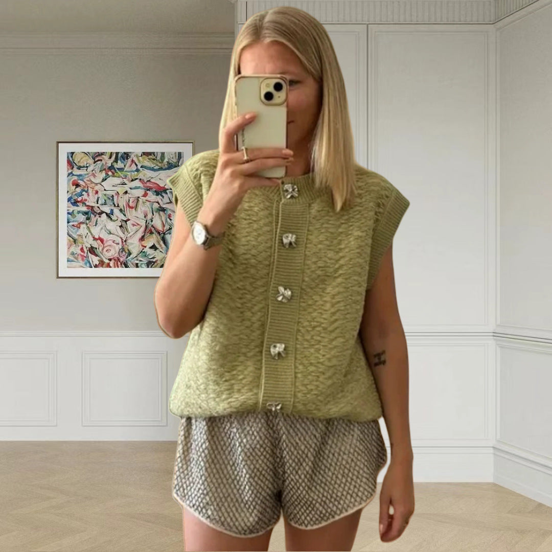 Damen Strickweste mit dekorativen Knöpfen und elegantem Schnitt R&B