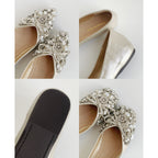 Damen Ballerinas mit funkelndem Strassbesatz und eleganter Schleife