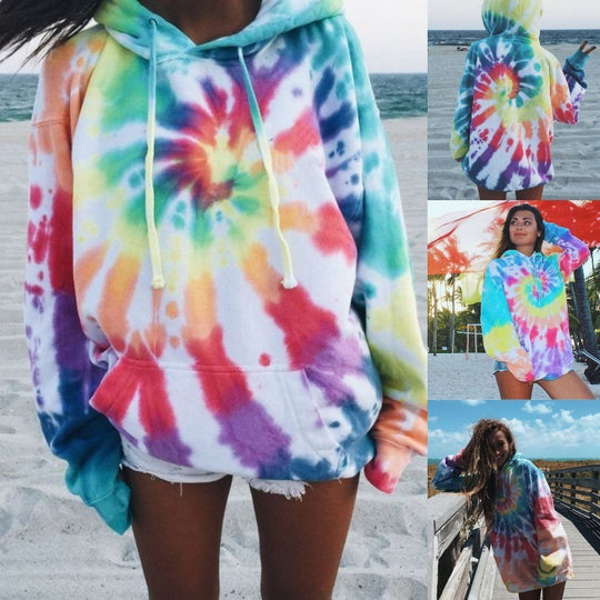Damen lässiger Kapuzenpullover im einzigartigen Tie-Dye-Design R&B