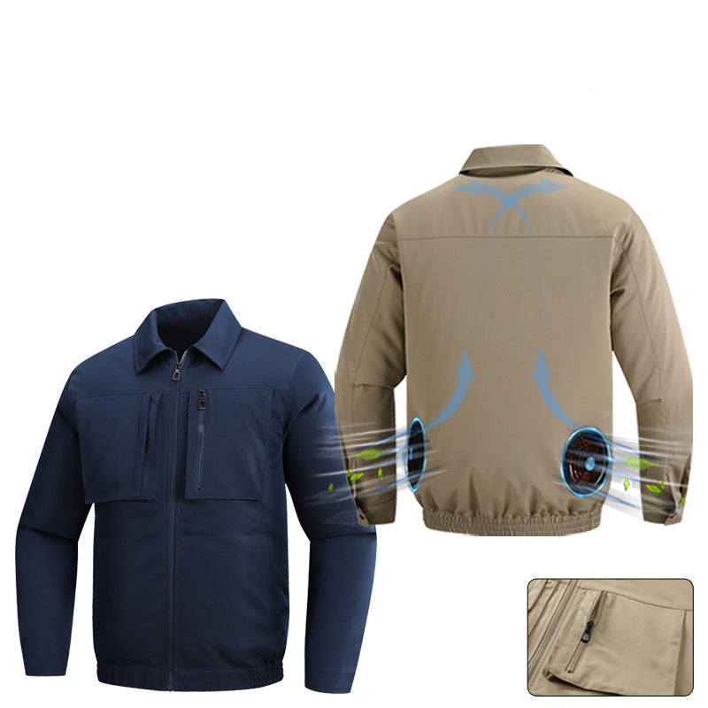 Herren nan belüftete Arbeitsjacke mit zwei diskreten USB-Lüftern und mühelosem Akkuanschluss R&B