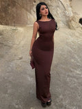 Damen körperbetontes Maxikleid mit schönem U-Boot-Ausschnitt und bequemen Tragekomfort R&B