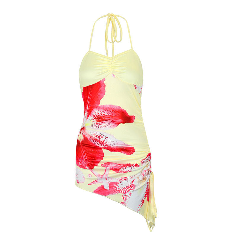 Damen Badeanzug mit Blumenmuster und asymmetrischem Schnitt R&B