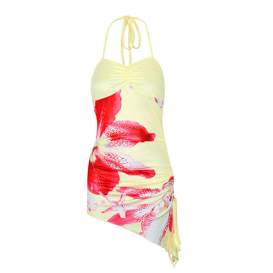 Damen Badeanzug mit Blumenmuster und asymmetrischem Schnitt R&B