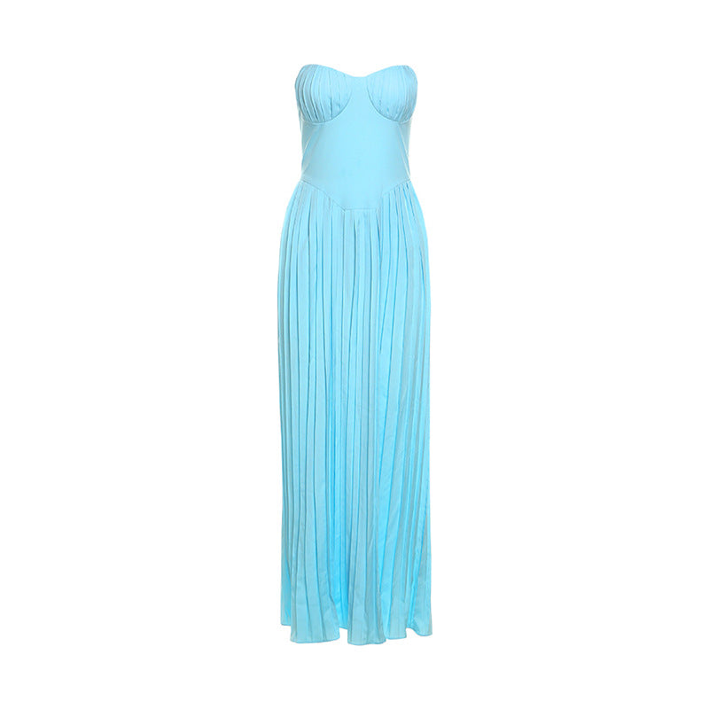 Damen Maxikleid mit strapazierfähigem Oberteil und eleganten Falten R&B