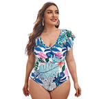 Damen Eleganter Badeanzug mit floralen Rüschendetails R&B