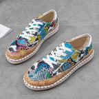 Damen Sneaker mit Korksohle und buntem Schlangenmuster R&B