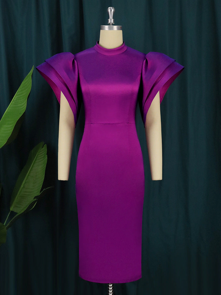 Damen Exklusives Midikleid mit voluminösen Puffärmel R&B
