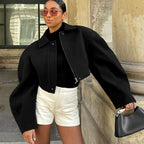 Damen Oversized Cropped-Jacke mit innovativem Schnitt R&B