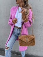 Damen Offene Strickjacke mit groben Maschen und lässigem Schnitt R&B