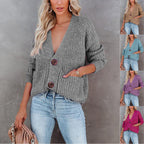 Damen Strickjacke mit tiefem V-Ausschnitt und praktischen Taschen R&B
