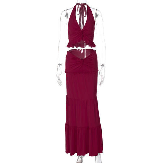 Damen Maxi-Kleid mit offener Rückenpartie und innovativem Wickeldesign R&B