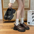 Damen modische Schnürschuhe mit eleganten Schnallen und robustem Plateau R&B