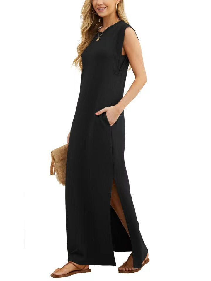 Damen Maxikleid mit modernen Schulterdetails und fließendem Schnitt R&B
