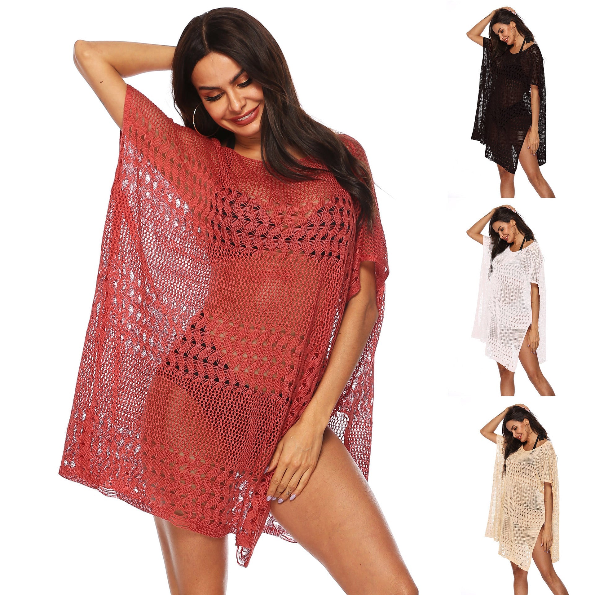 Damen eleganter Strandsarong mit filigranem Häkelmuster R&B