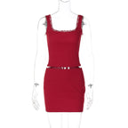 Damen Slim Fit Kleid mit Spitzenakzenten R&B