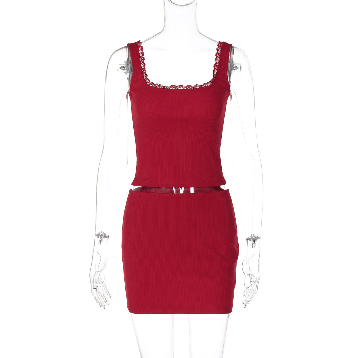 Damen Slim Fit Kleid mit Spitzenakzenten R&B