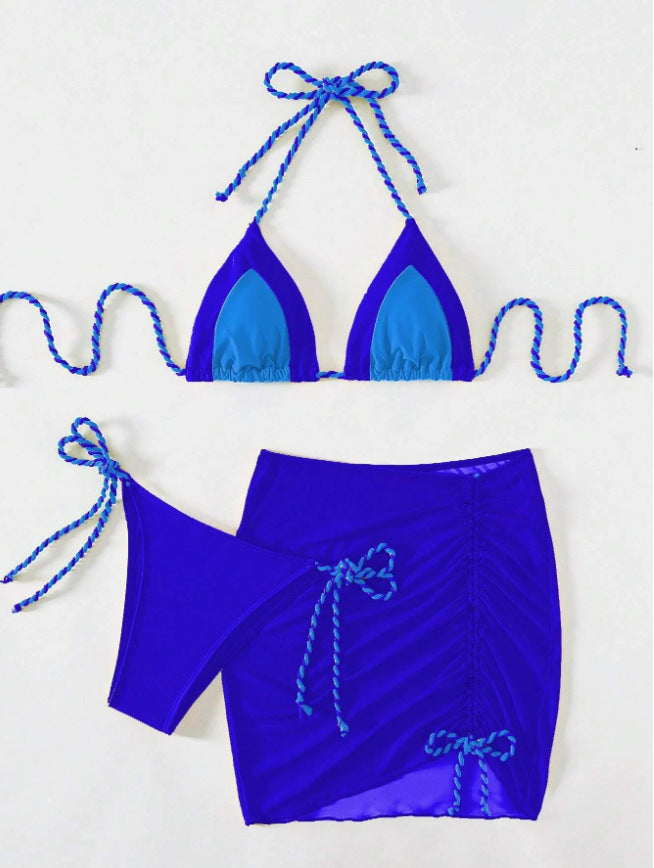 Damen Bikini-Set mit modernem Knoten-Design und figurbetontem Rock R&B