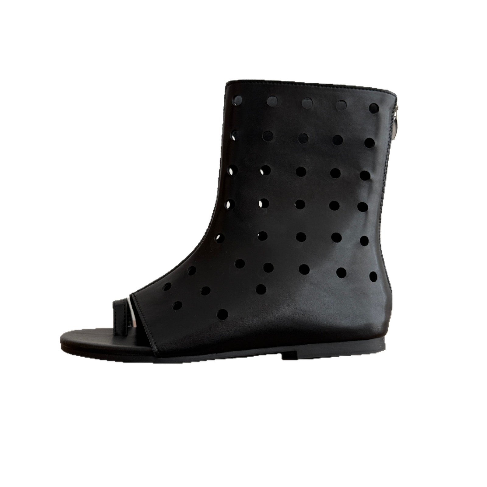 Damen Offene Stiefel mit perforiertem Design und elastischem Riemen