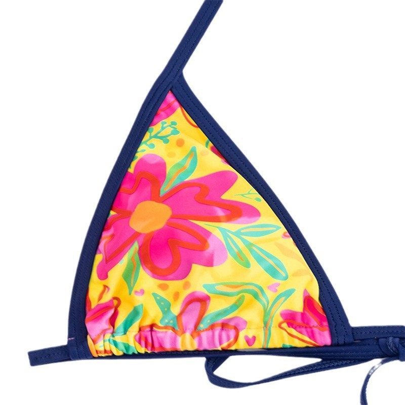 Damen Triangel-Bikini mit buntem Blumenmuster und verstellbaren Trägern R&B