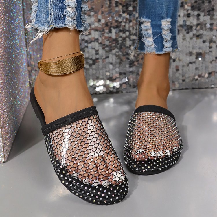Damen Komfortable Slipper mit funkelndem Netzdesign und anatomischer Fußbettung R&B